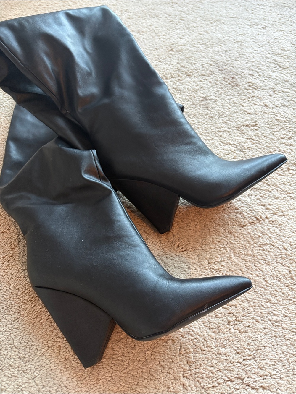 Classic Black Over The Knee Pointed Toe Boots - Picture 3 of 3